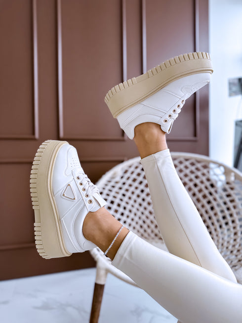 Ādas imitācijas botas "COLLABORATION" - bēšas